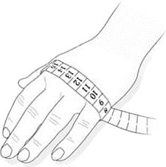 měření ruky pro velikost rukavic
