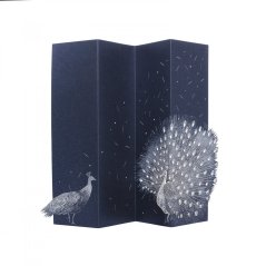 Greeting card BLUE PEACOCK | PORIGAMI