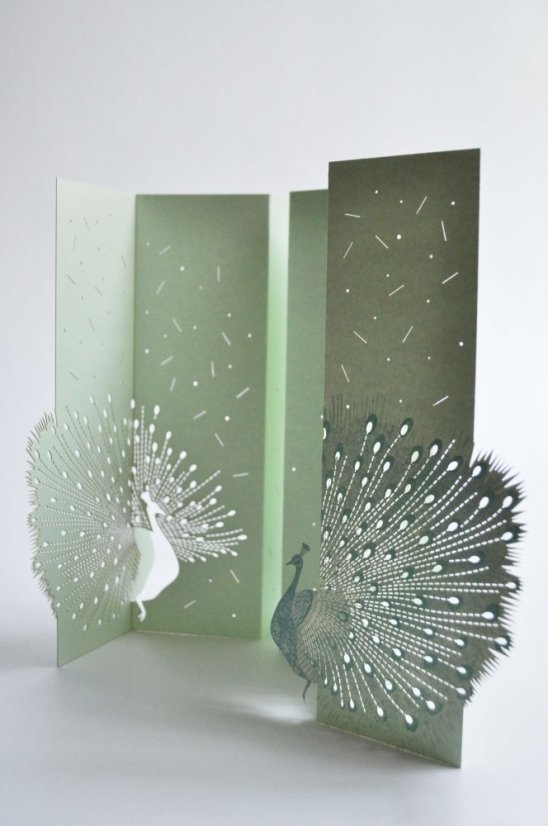 Greeting card PEACOCK | PORIGAMI