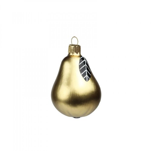 Christmas ornament PEAR golden with a leaf