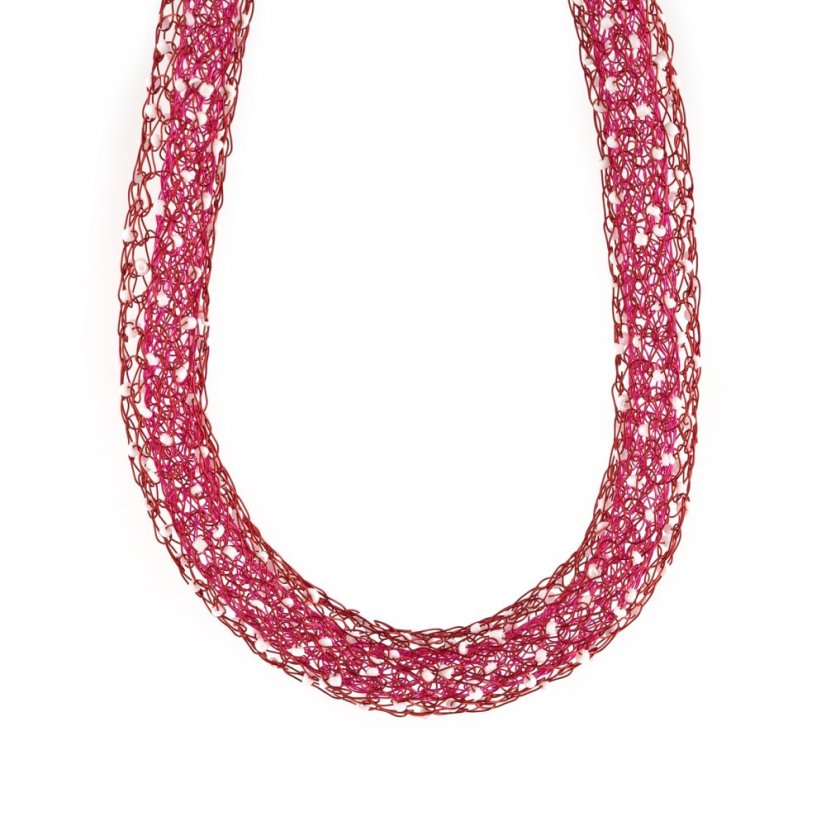 Double red short necklace with white small beads | BLANKA ŠPERKOVÁ