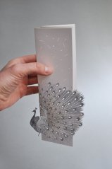 Greeting card WHITE PEACOCK | PORIGAMI