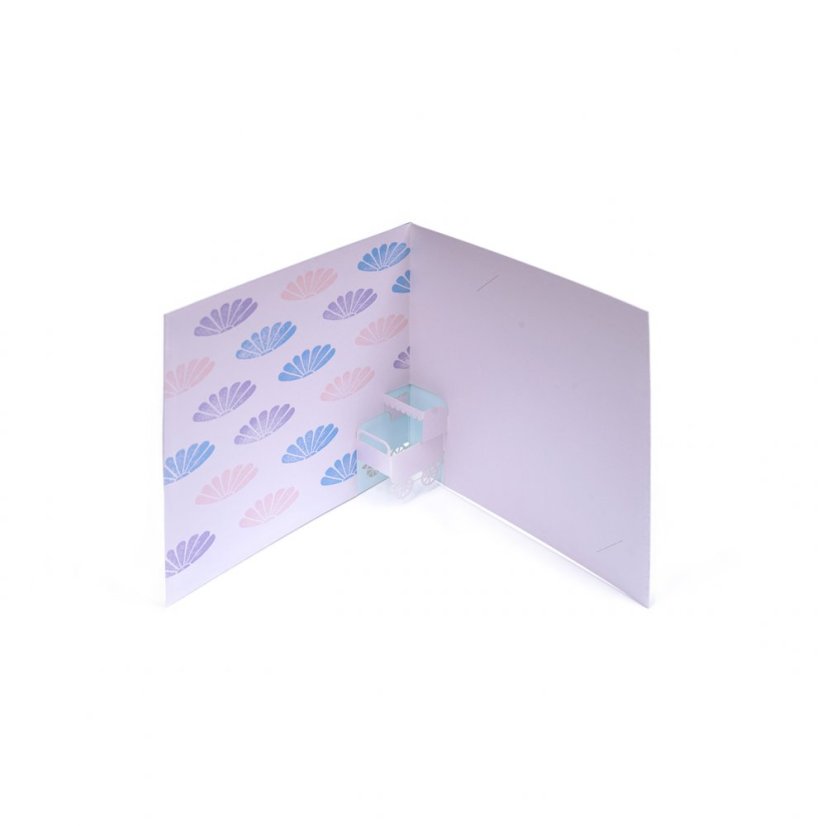 Baby birthday greeting card | STROLLER pink | PORIGAMI