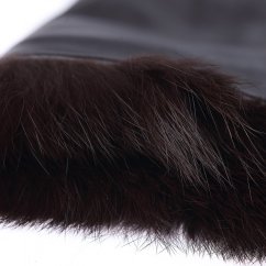 Women's dark brown gloves with fur | OSIČKOVÁ LUDMILA