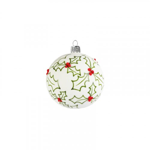 Christmas ornament BALL with holly decor
