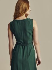 Tencel green dress with ruffle | TAM ARA