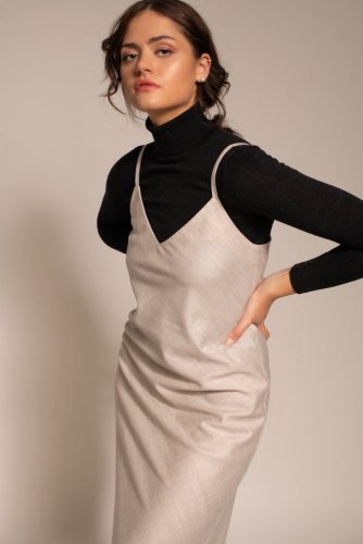 Light wool strappy dress | TAM ARA