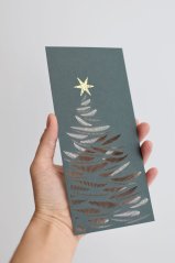 Papírové přání STROM SE ZLATOU HVĚZDOU| PORIGAMI