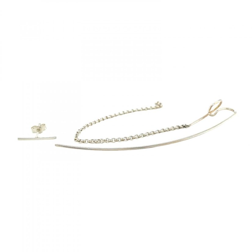 Náušnice SIGNATURE COLLECTION dlouhé asymetrické s řetízkem | ANINA JEWELLERY