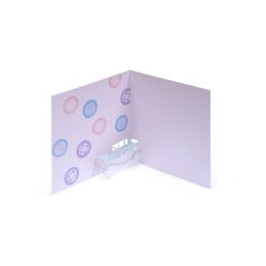 Baby greeting card TOY CAR pink | PORIGAMI
