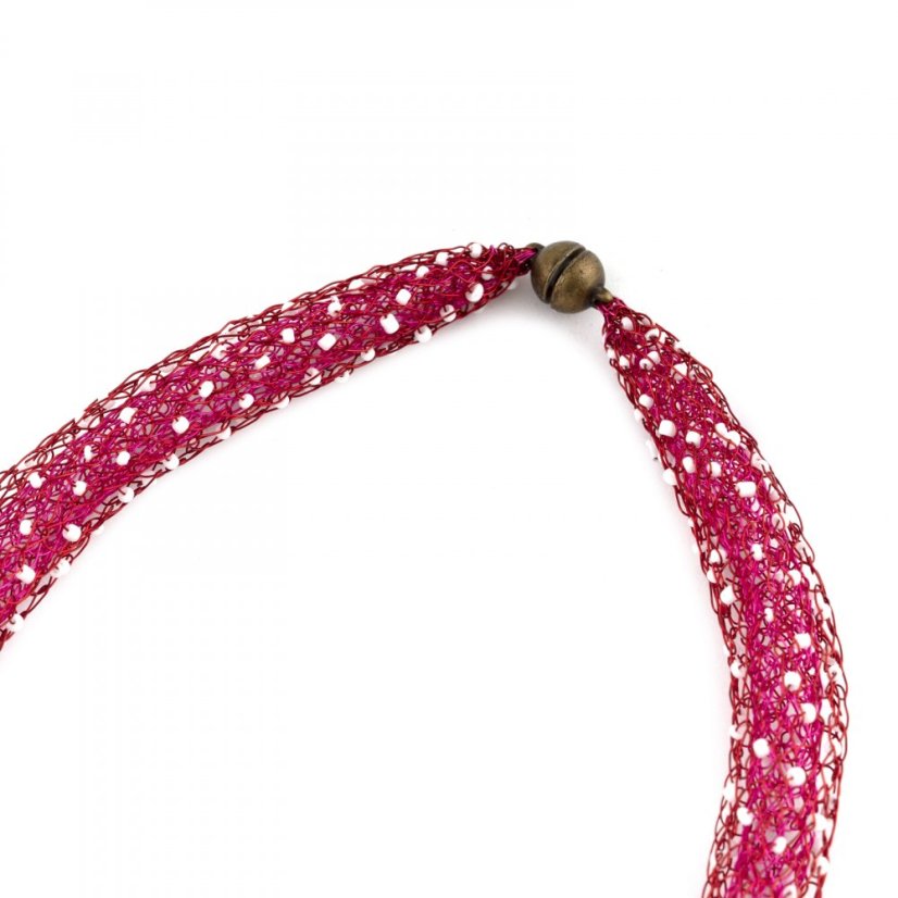 Double red short necklace with white small beads | BLANKA ŠPERKOVÁ