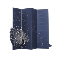 Greeting card BLUE PEACOCK | PORIGAMI