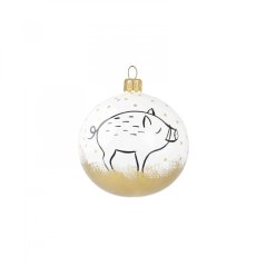 Christmas ornament white with painted wild boar