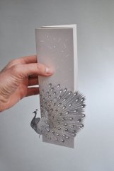 Greeting card WHITE PEACOCK | PORIGAMI