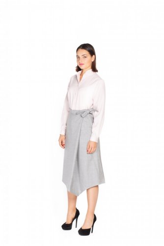 Midi wool-silk skirt with front fold | TAM ARA