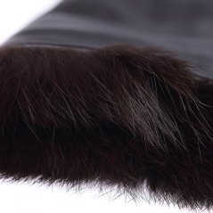Women's dark brown gloves with fur | OSIČKOVÁ LUDMILA