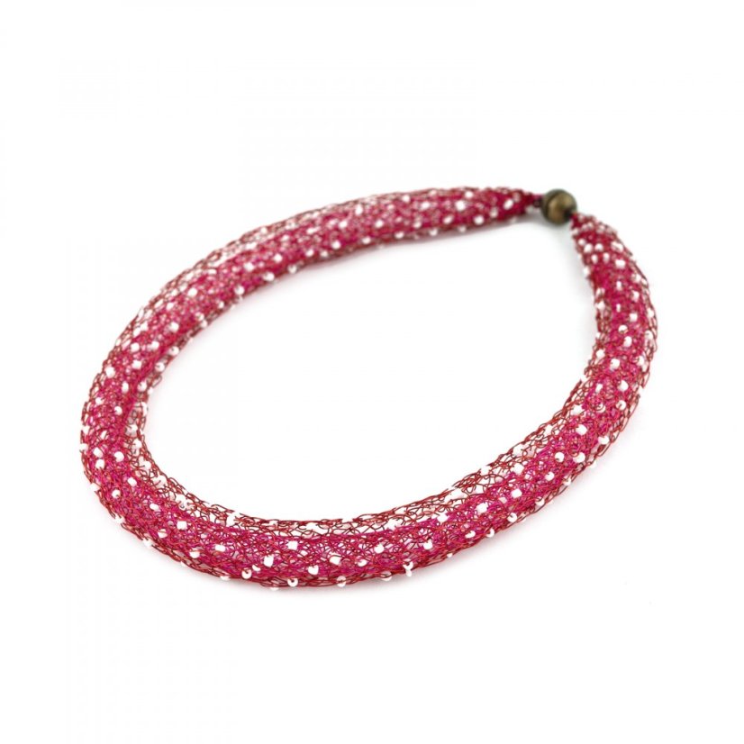 Double red short necklace with white small beads | BLANKA ŠPERKOVÁ